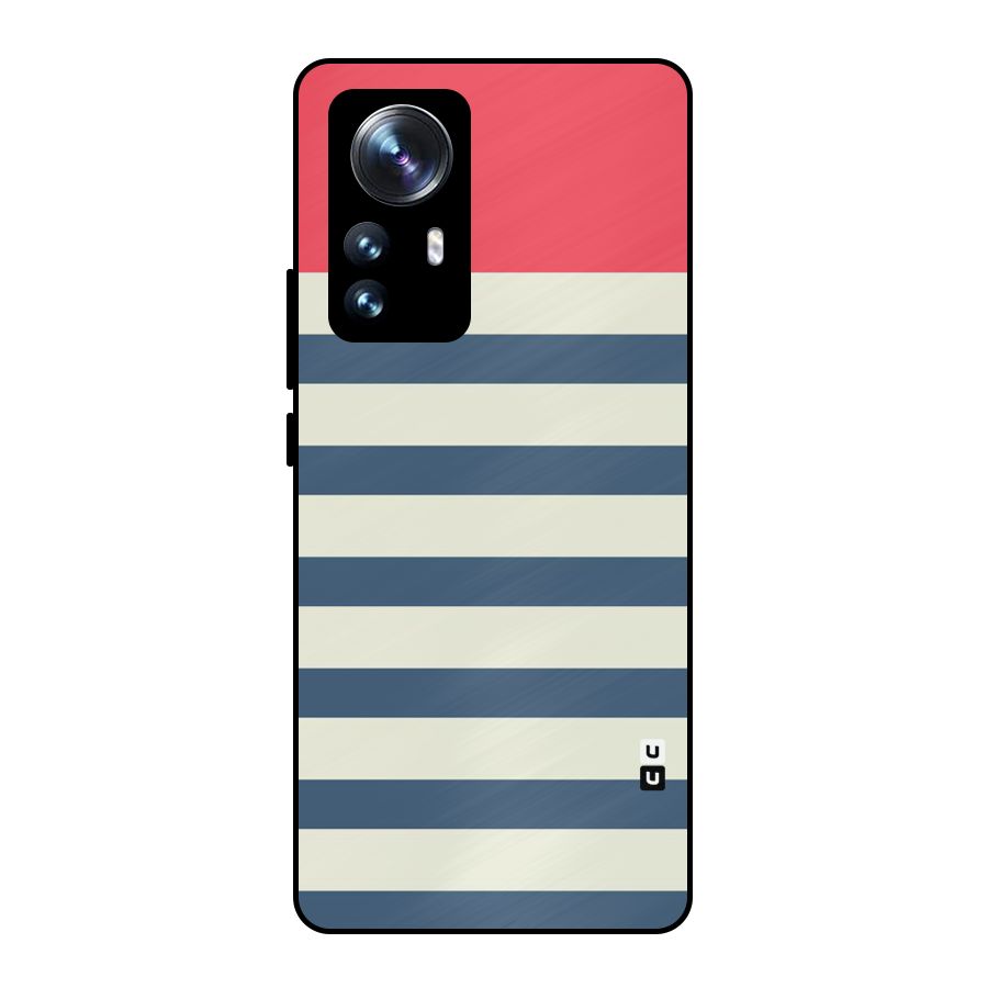 Solid Orange And Stripes Metal Back Case for Xiaomi 12 Pro