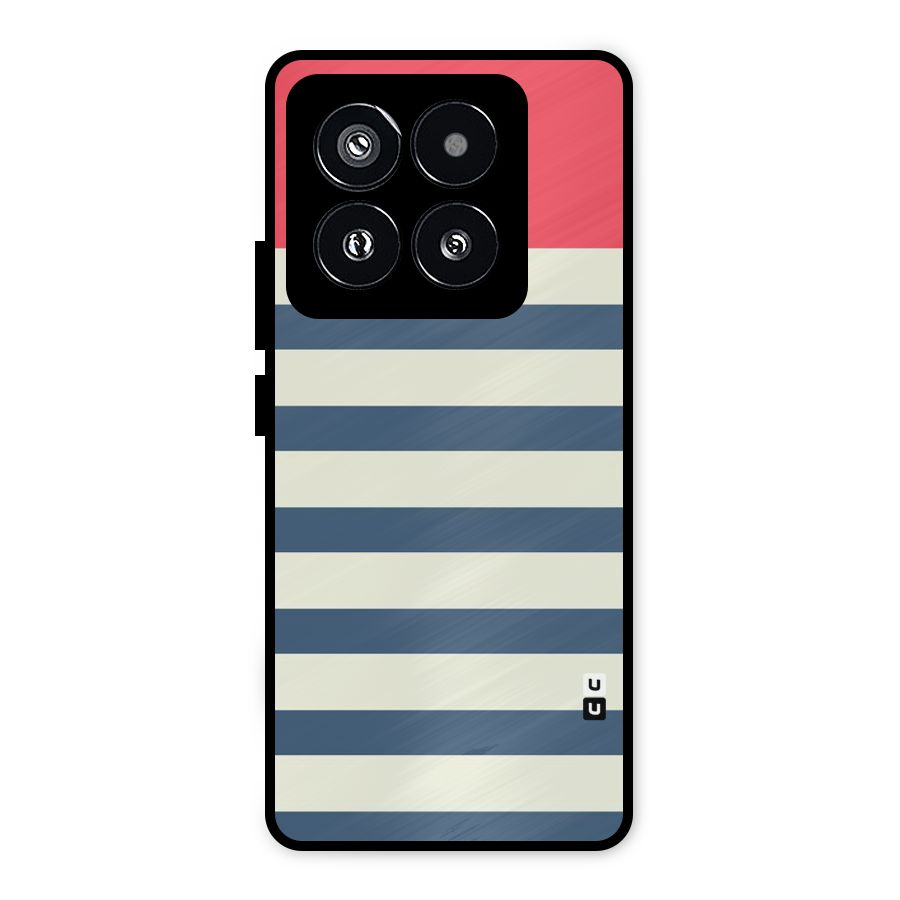 Solid Orange And Stripes Metal Back Case for Xiaomi 14 Pro