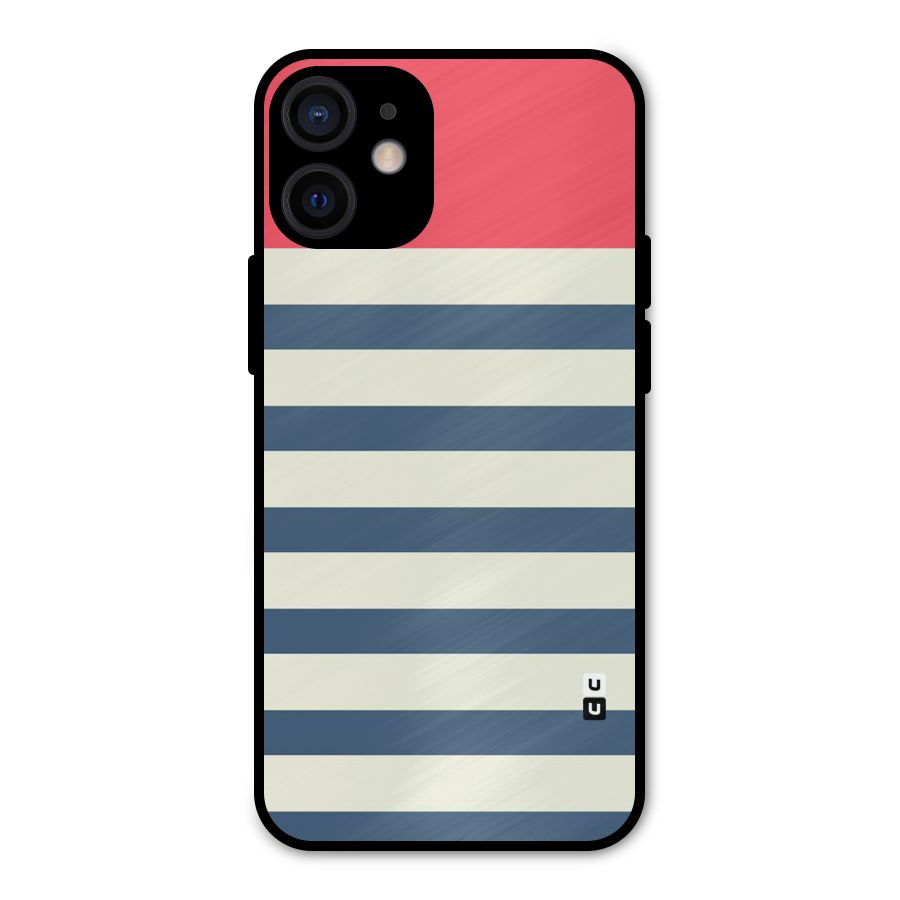 Solid Orange And Stripes Metal Back Case for iPhone 12 Mini