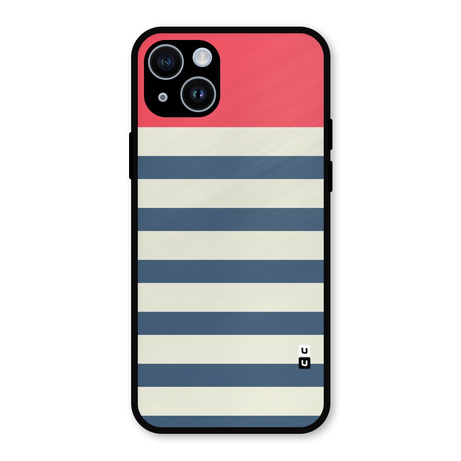 Solid Orange And Stripes Metal Back Case for iPhone 14