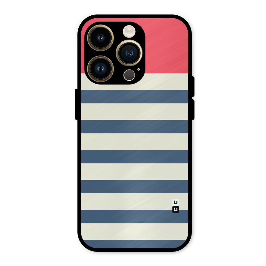 Solid Orange And Stripes Metal Back Case for iPhone 14 Pro