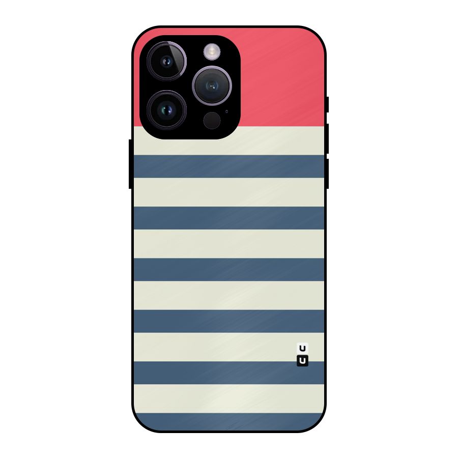Solid Orange And Stripes Metal Back Case for iPhone 14 Pro Max
