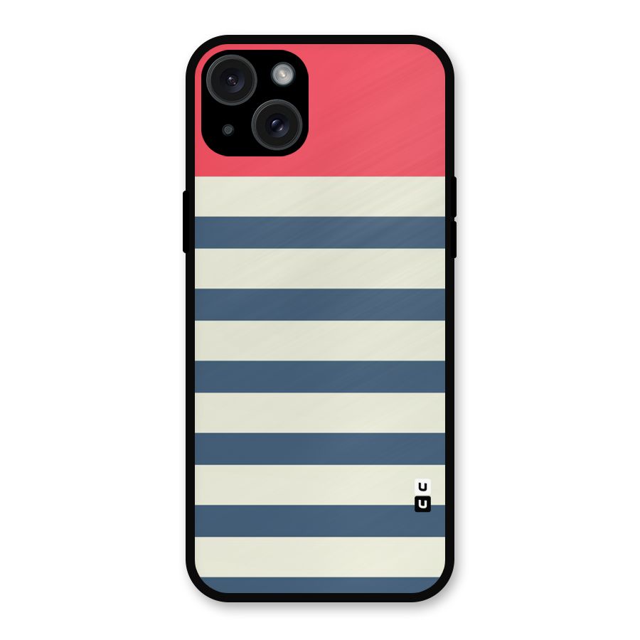 Solid Orange And Stripes Metal Back Case for iPhone 15 Plus