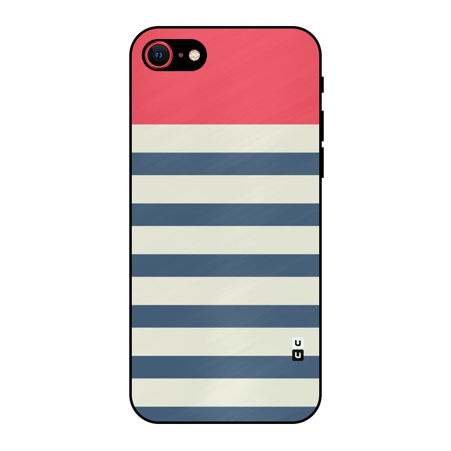 Solid Orange And Stripes Metal Back Case for iPhone SE 2022