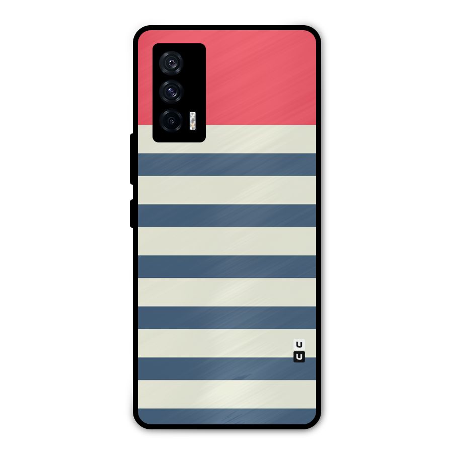 Solid Orange And Stripes Metal Back Case for iQOO 7 5G