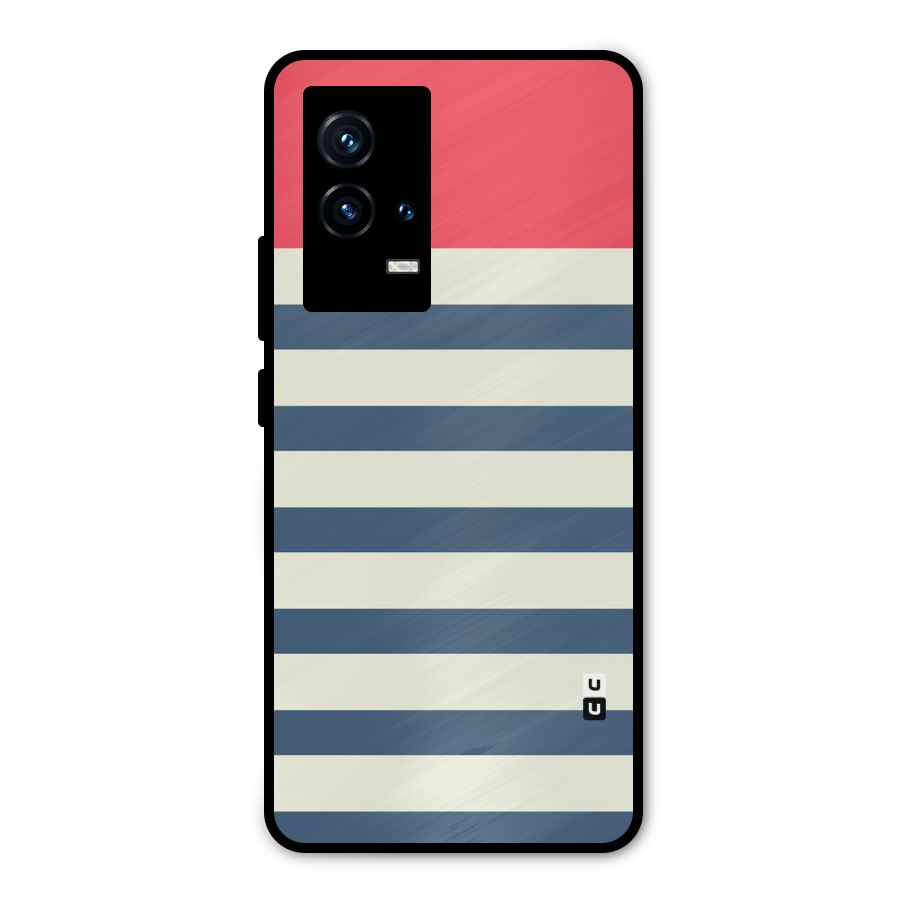 Solid Orange And Stripes Metal Back Case for iQOO 9 5G