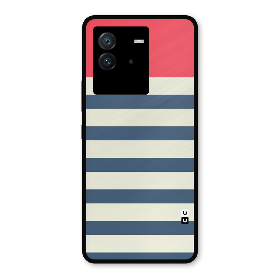 Solid Orange And Stripes Metal Back Case for iQOO Neo 6 5G