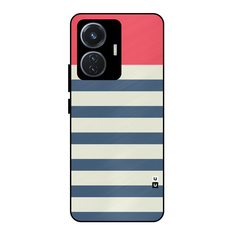 Solid Orange And Stripes Metal Back Case for iQOO Z6 44W