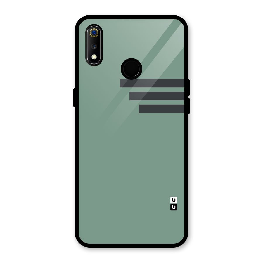 Solid Sports Stripe Glass Back Case for Realme 3i