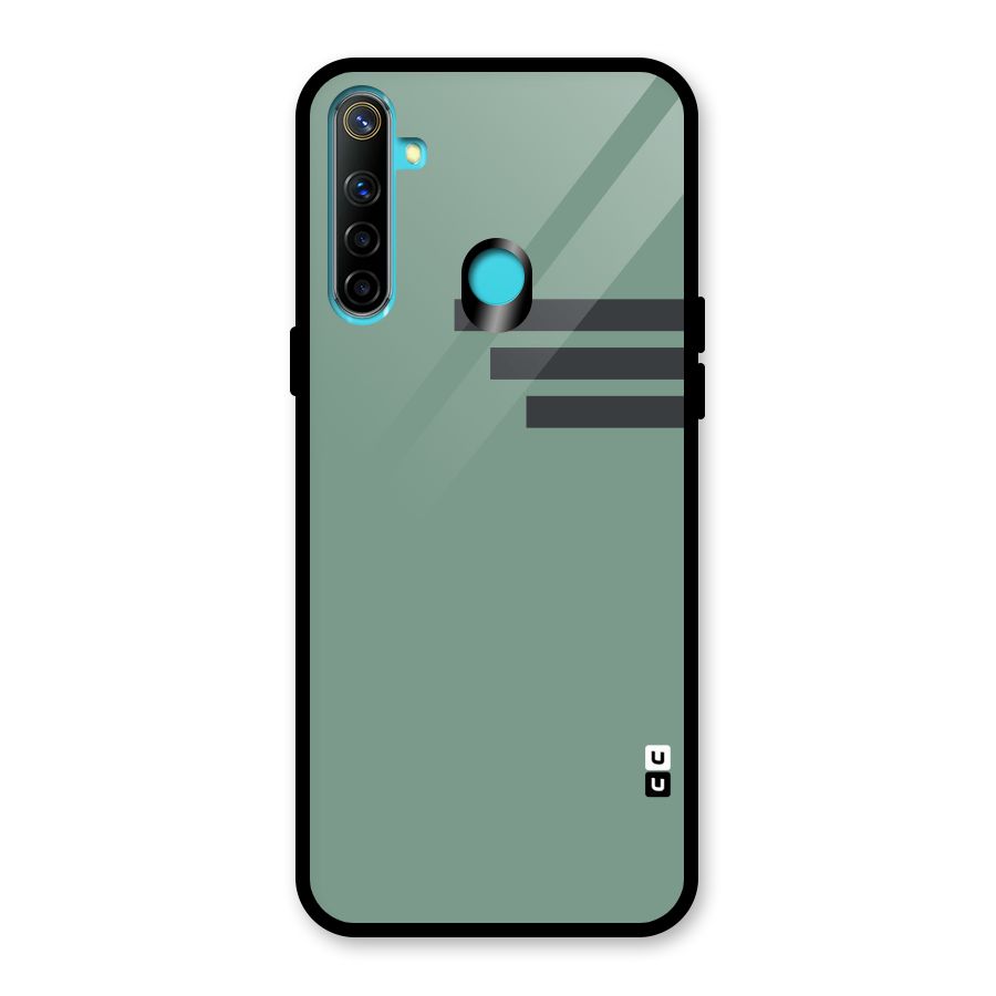 Solid Sports Stripe Glass Back Case for Realme 5i