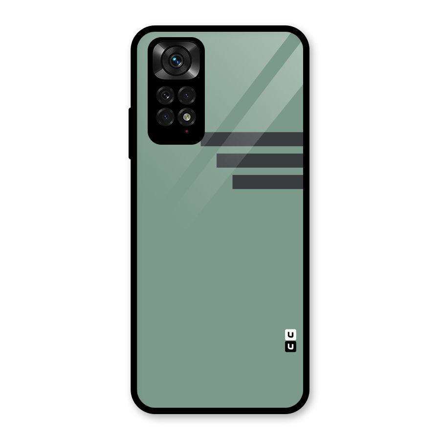 Solid Sports Stripe Glass Back Case for Redmi Note 11S