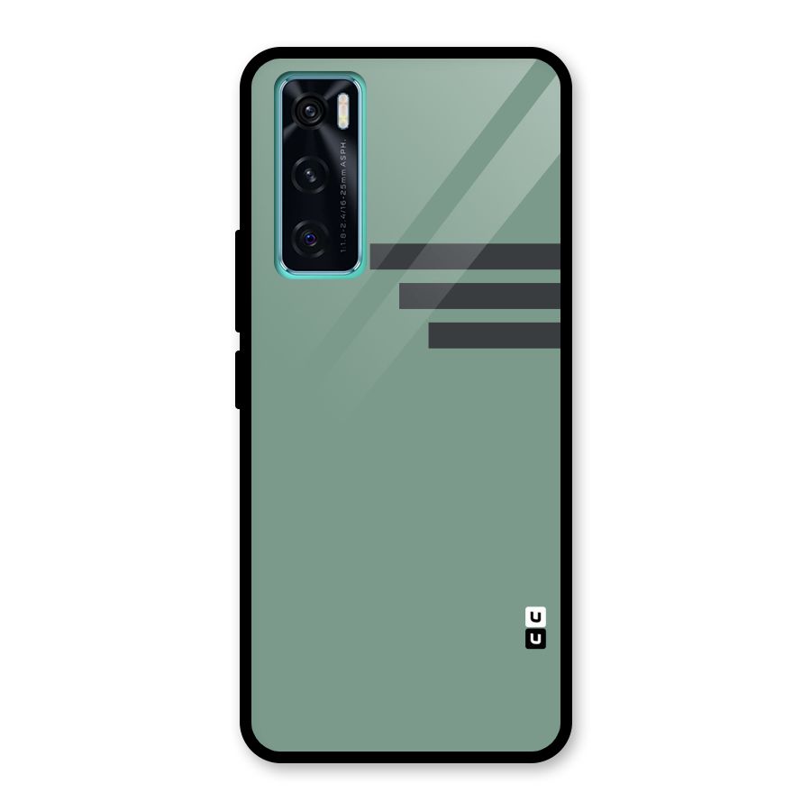 Solid Sports Stripe Glass Back Case for Vivo V20 SE