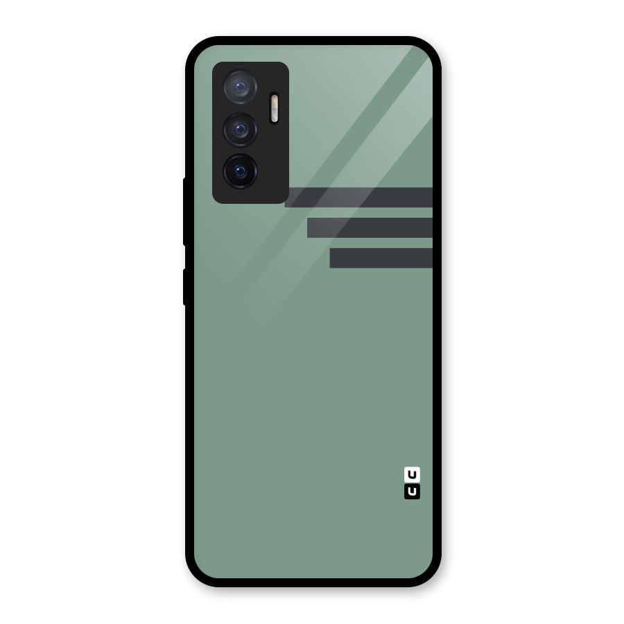 Solid Sports Stripe Glass Back Case for Vivo V23e