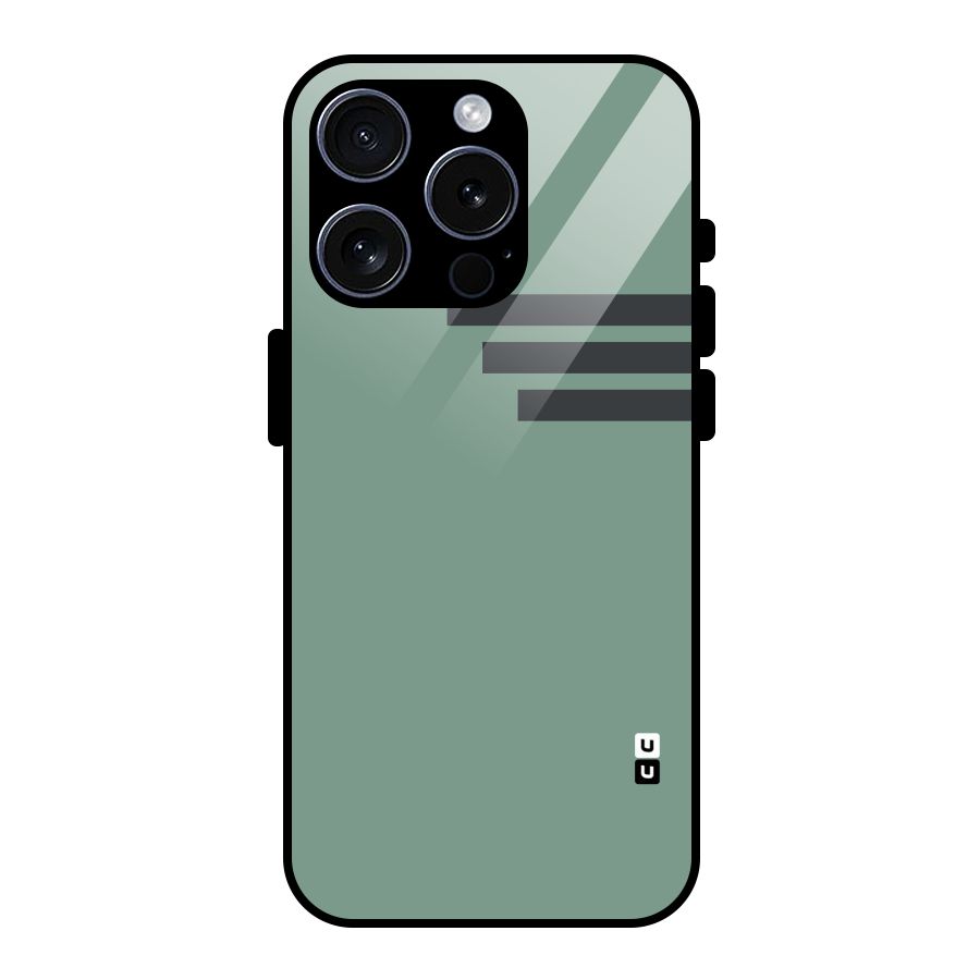 Solid Sports Stripe Glass Back Case for iPhone 15 Pro