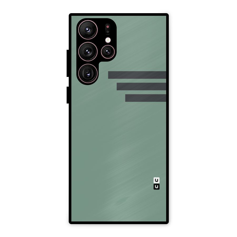 Solid Sports Stripe Metal Back Case for Galaxy S22 Ultra 5G