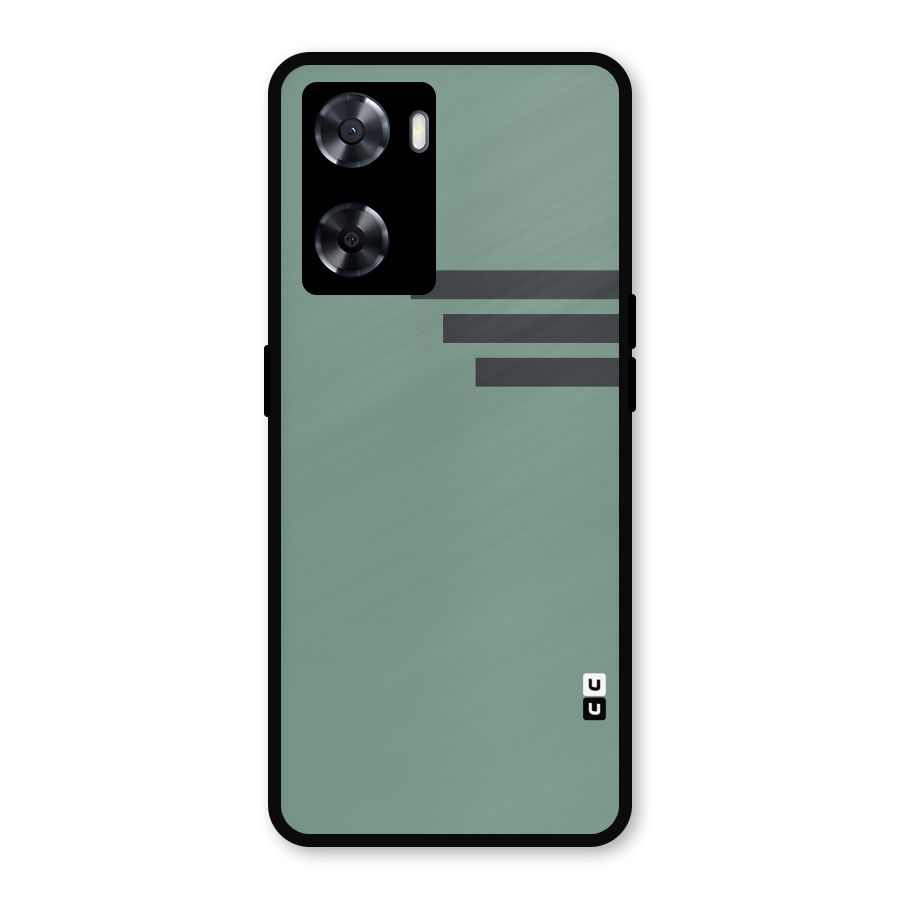 Solid Sports Stripe Metal Back Case for Oppo A57 2022