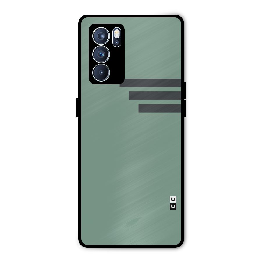 Solid Sports Stripe Metal Back Case for Oppo Reno6 Pro 5G