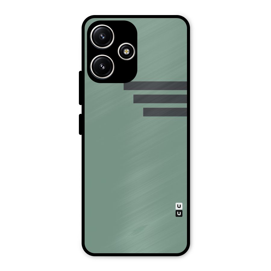 Solid Sports Stripe Metal Back Case for Poco M6 Pro