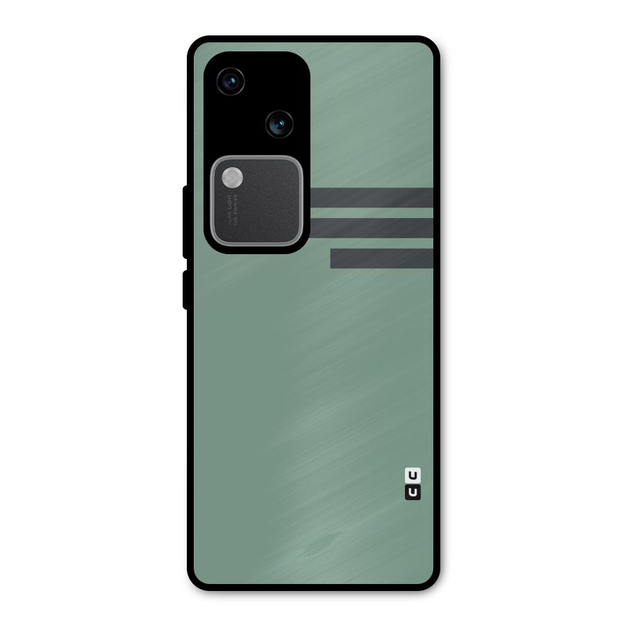 Solid Sports Stripe Metal Back Case for Vivo V30 Pro
