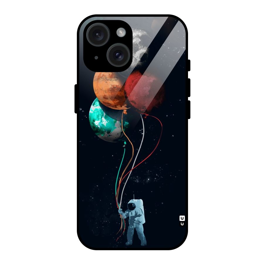 Space Balloons Glass Back Case for iPhone 15