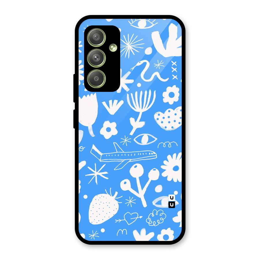 Space Blue Pattern Glass Back Case for Galaxy A54
