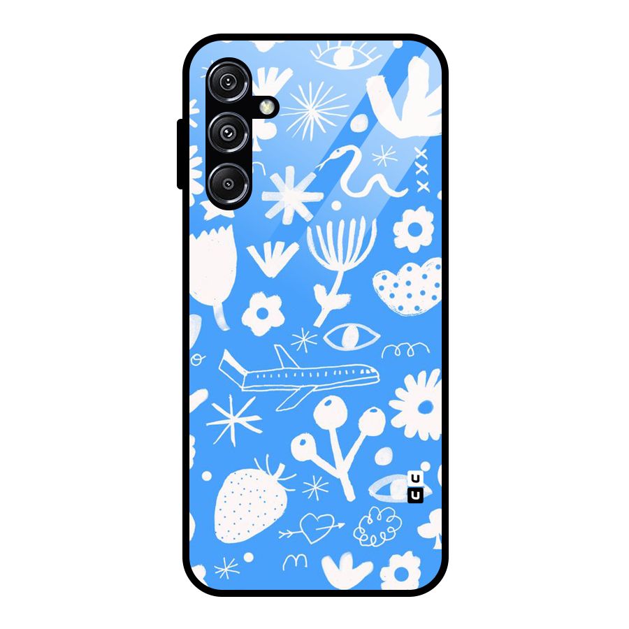 Space Blue Pattern Glass Back Case for Galaxy M34 5G