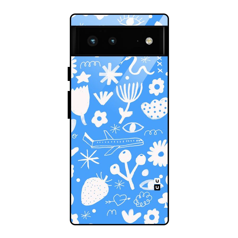 Space Blue Pattern Glass Back Case for Google Pixel 6