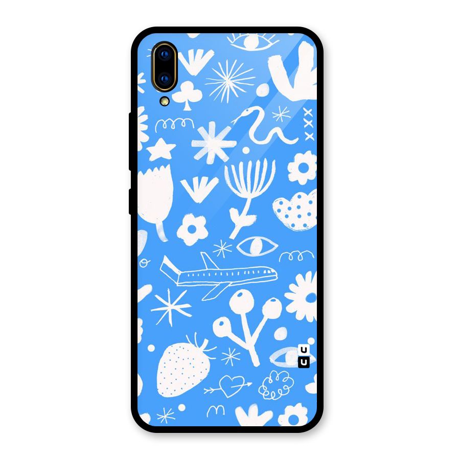 Space Blue Pattern Glass Back Case for Vivo V11 Pro