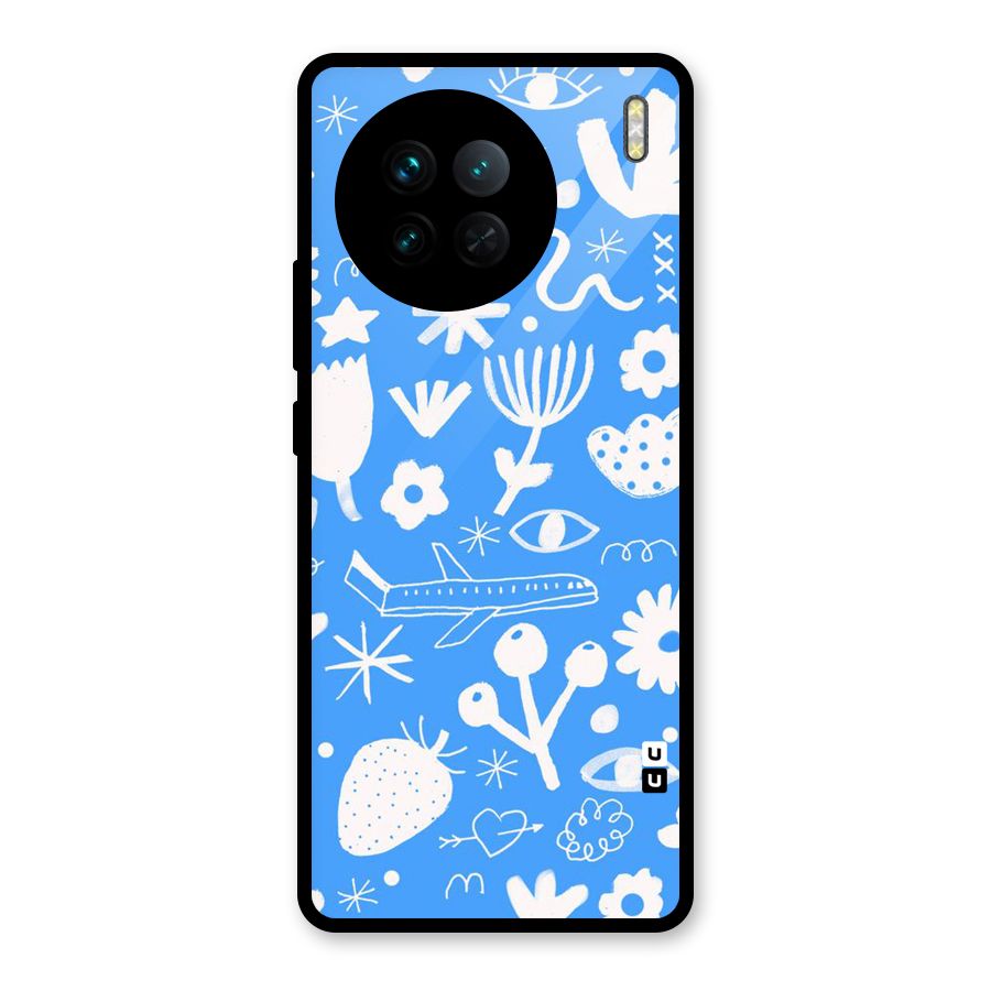 Space Blue Pattern Glass Back Case for Vivo X90