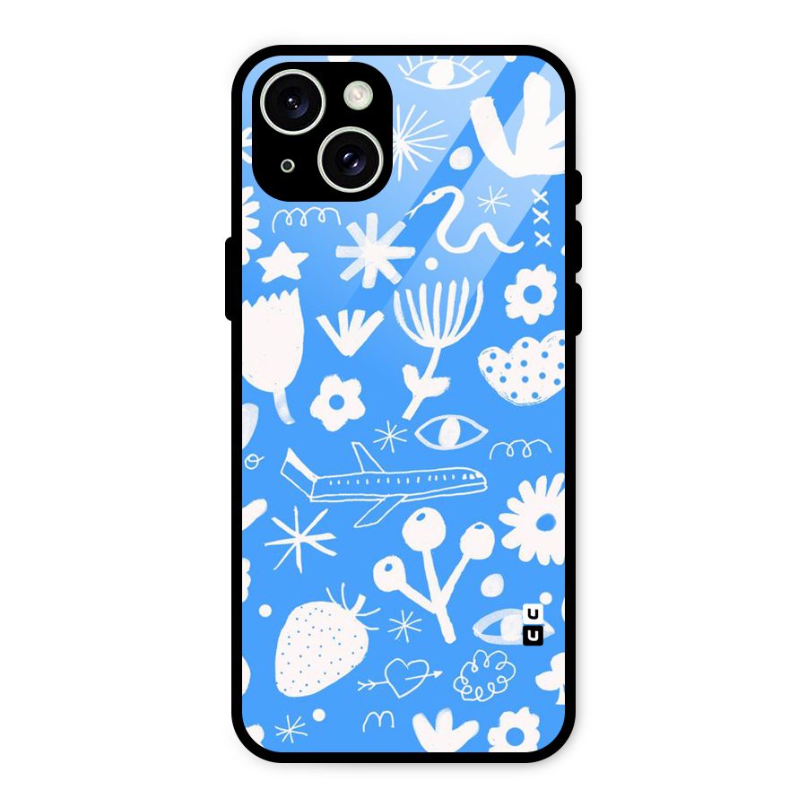 Space Blue Pattern Glass Back Case for iPhone 15 Plus