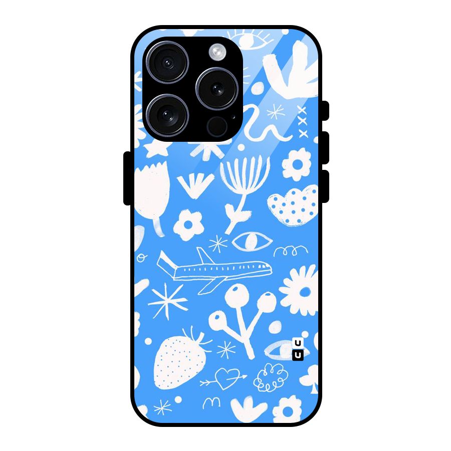 Space Blue Pattern Glass Back Case for iPhone 15 Pro