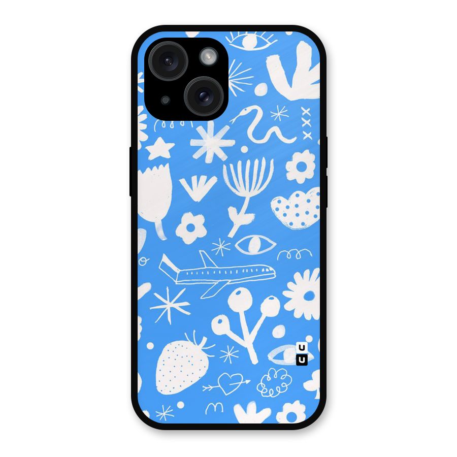 Space Blue Pattern Metal Back Case for iPhone 15