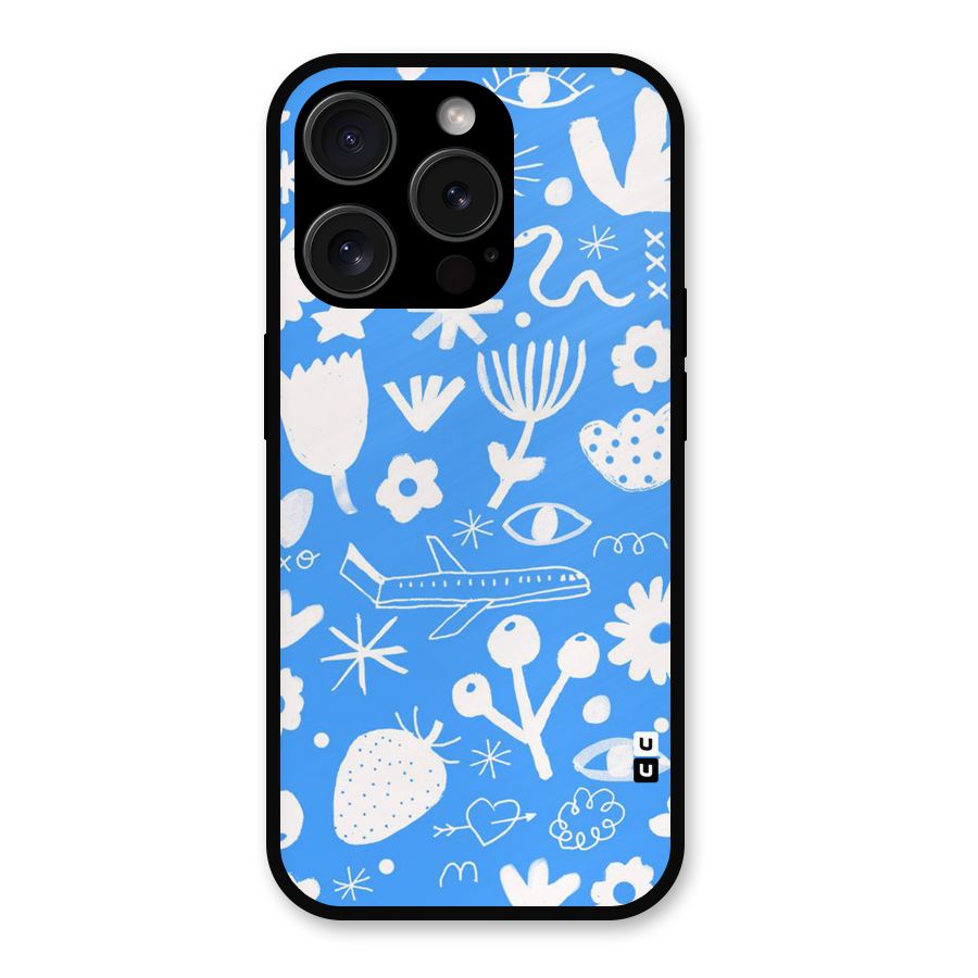 Space Blue Pattern Metal Back Case for iPhone 15 Pro