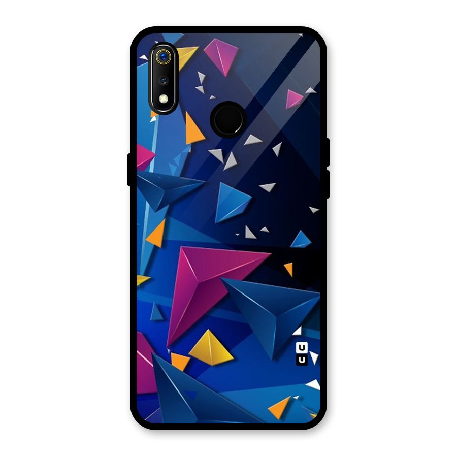 Space Colored Triangles Glass Back Case for Realme 3i