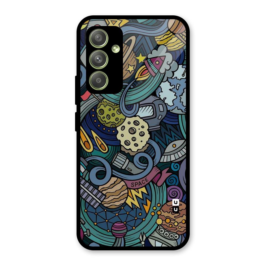 Space Pattern Blue Glass Back Case for Galaxy A54