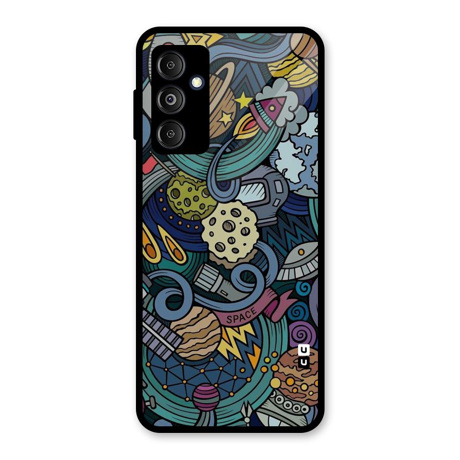 Space Pattern Blue Glass Back Case for Galaxy M14 5G