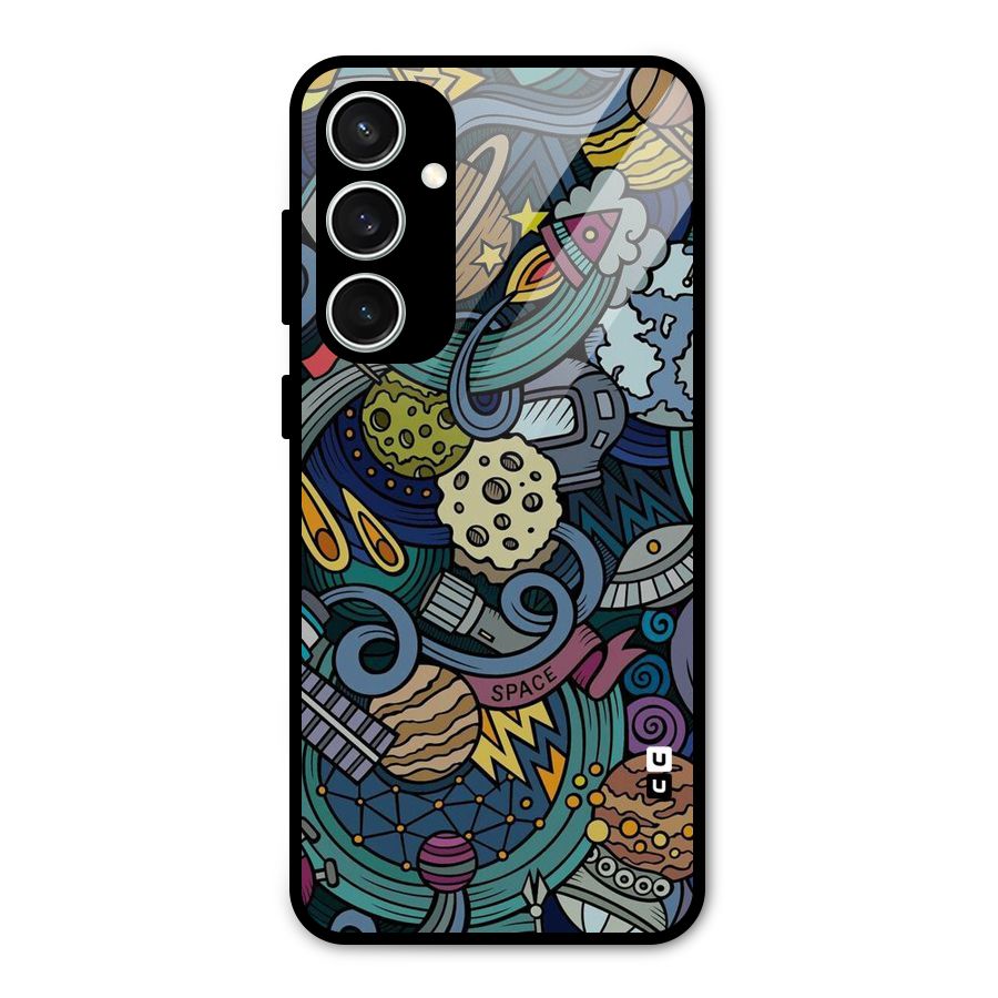 Space Pattern Blue Glass Back Case for Galaxy S23 FE