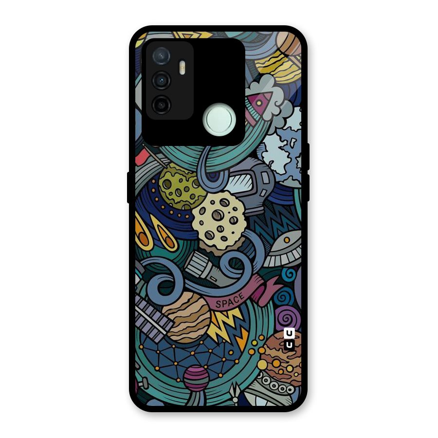 Space Pattern Blue Glass Back Case for Oppo A53