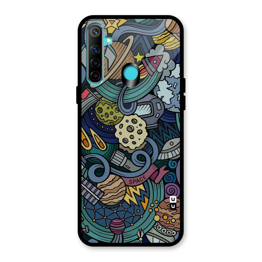 Space Pattern Blue Glass Back Case for Realme 5