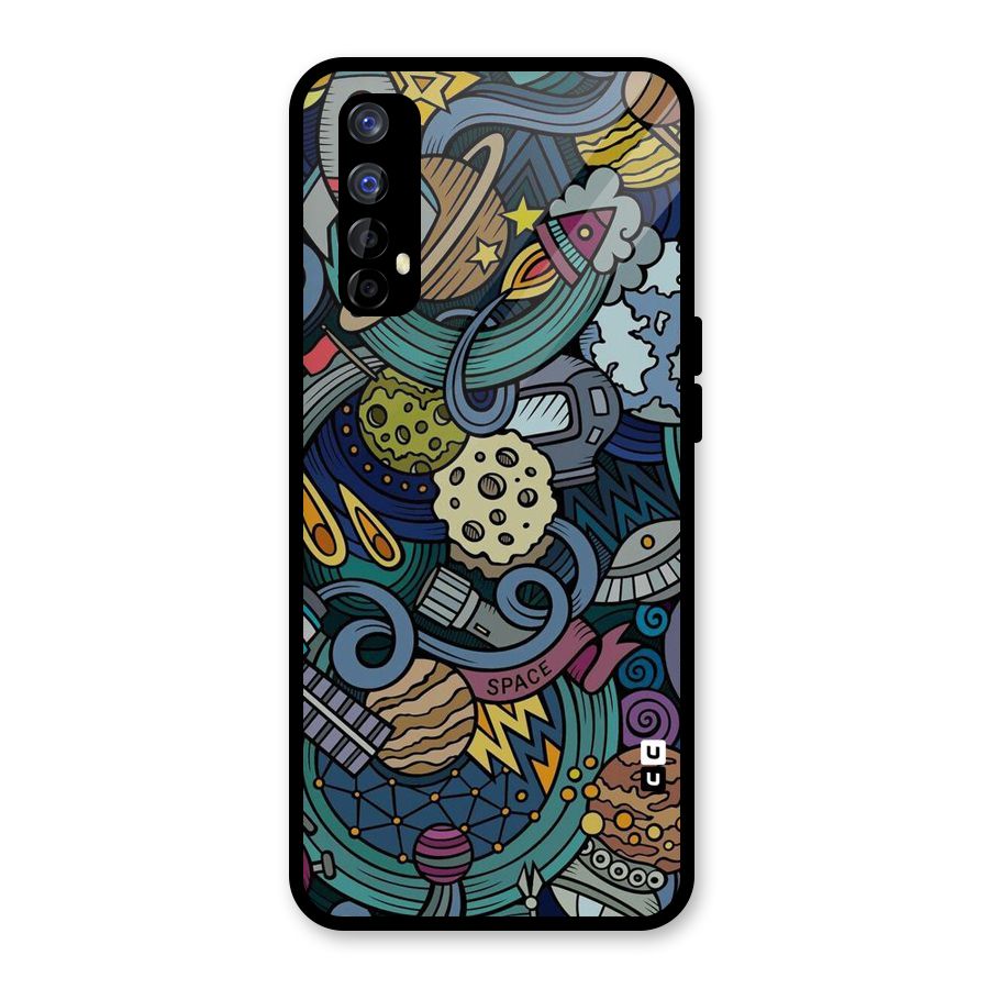Space Pattern Blue Glass Back Case for Realme 7