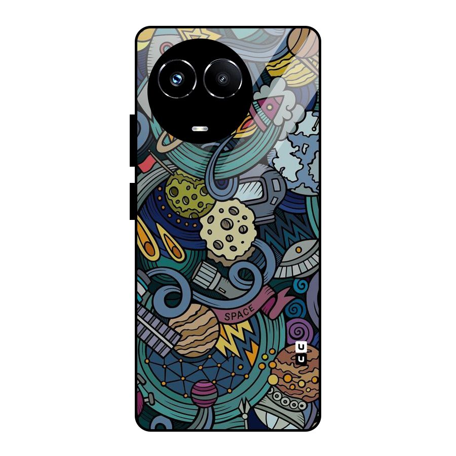 Space Pattern Blue Glass Back Case for Realme Narzo 60X