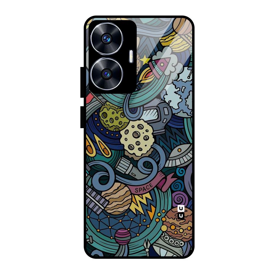 Space Pattern Blue Glass Back Case for Realme Narzo N55