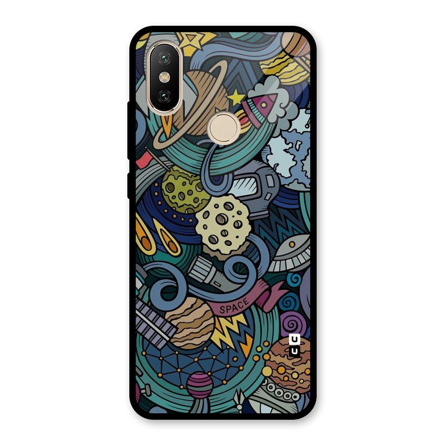 Space Pattern Blue Glass Back Case for Redmi A2