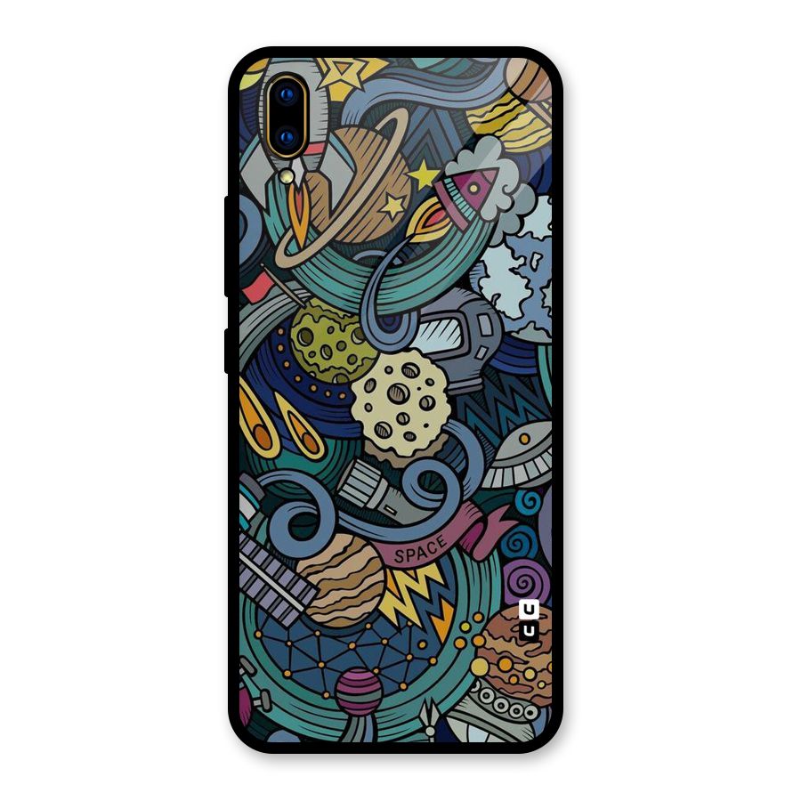 Space Pattern Blue Glass Back Case for Vivo V11 Pro