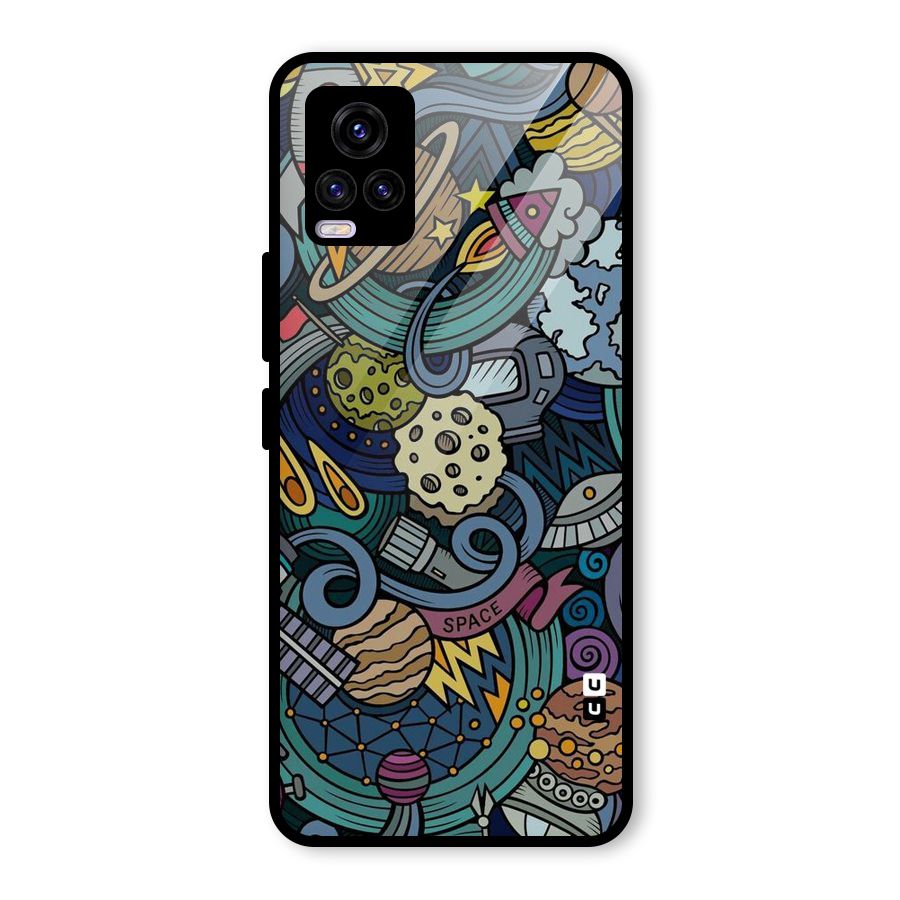 Space Pattern Blue Glass Back Case for Vivo V20 2021