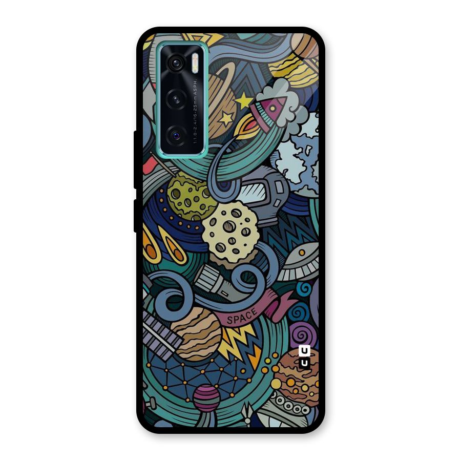 Space Pattern Blue Glass Back Case for Vivo V20 SE