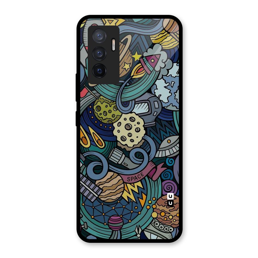 Space Pattern Blue Glass Back Case for Vivo V23e