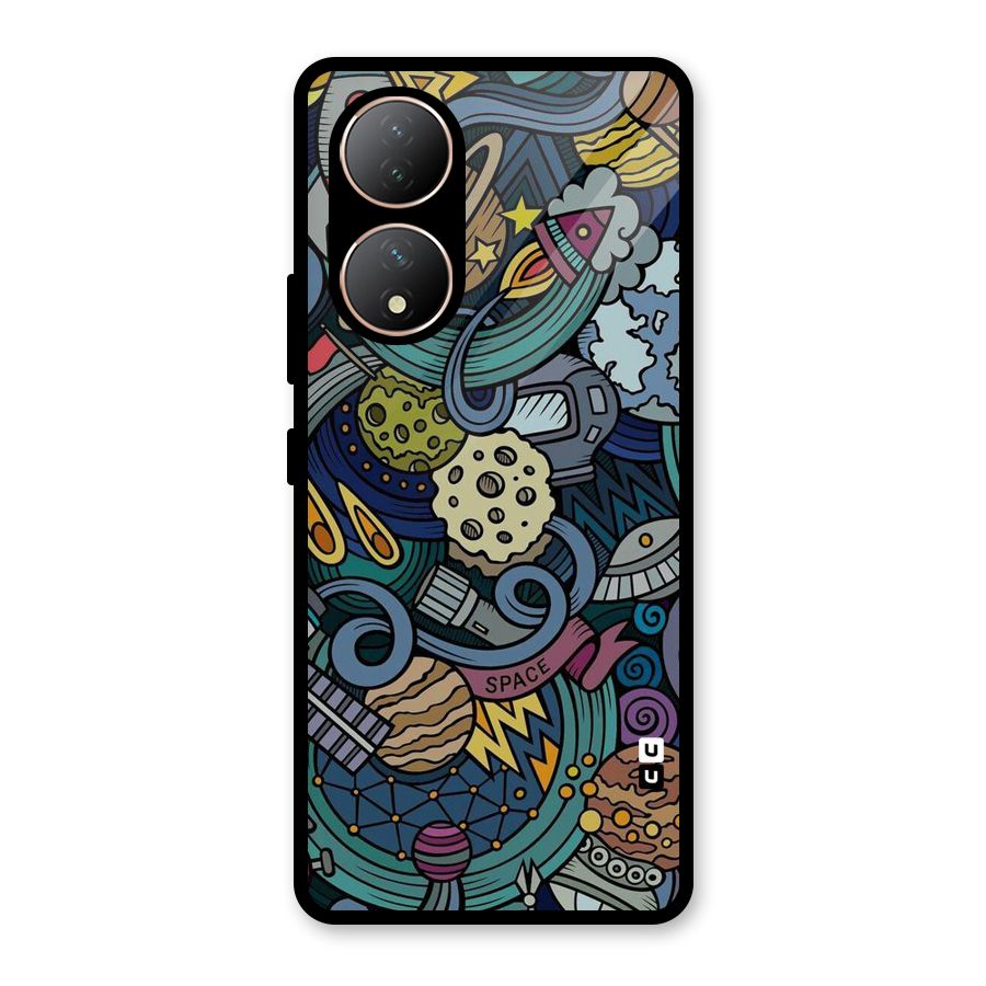 Space Pattern Blue Glass Back Case for Vivo Y100A