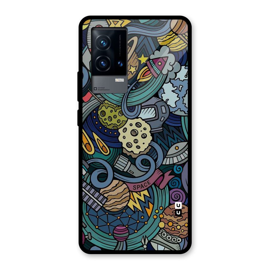 Space Pattern Blue Glass Back Case for iQOO 9 5G