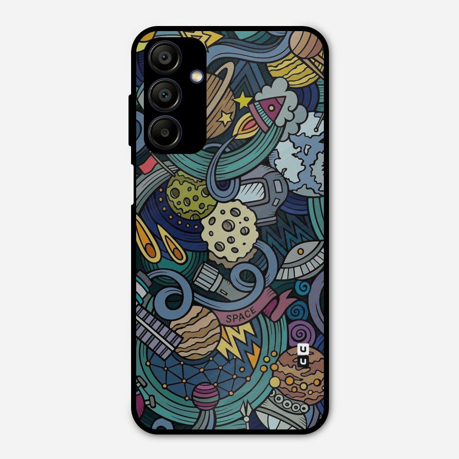 Space Pattern Blue Metal Back Case for Galaxy A15 5G